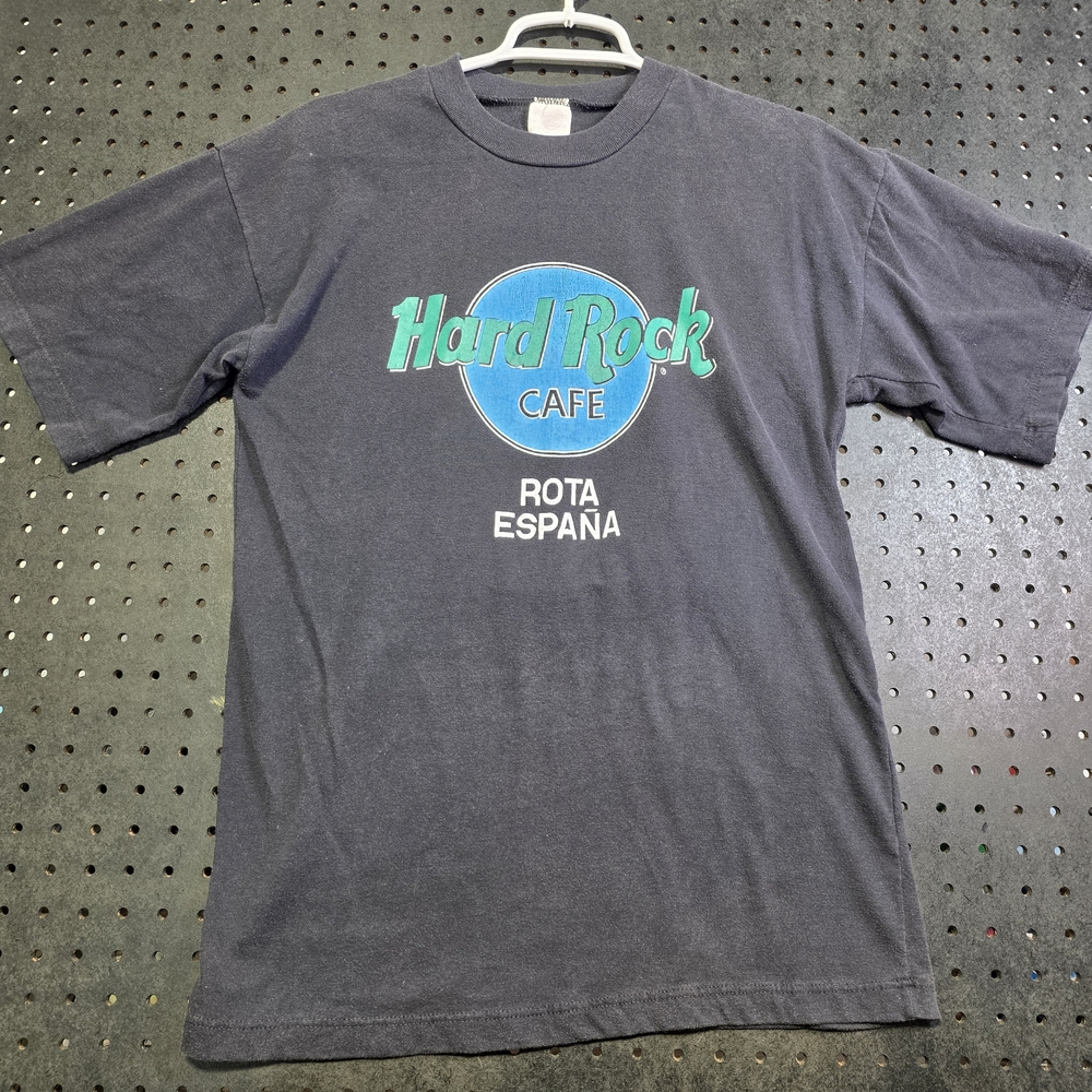 Vintage Hard Rock Cafe Rota Spain España Black T-Shirt Women's Large